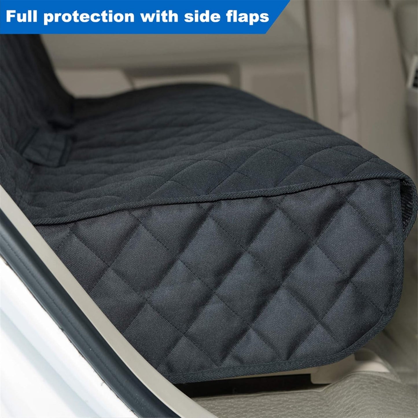 Bench Car Seat Cover Protector, Waterproof Heavy-Duty, Black | Nonslip Dog Back Seat Cover Protect from Mud, Spills, Scratches, Machine Washable, Universal Fit for Vehicles, Trucks&Suvs