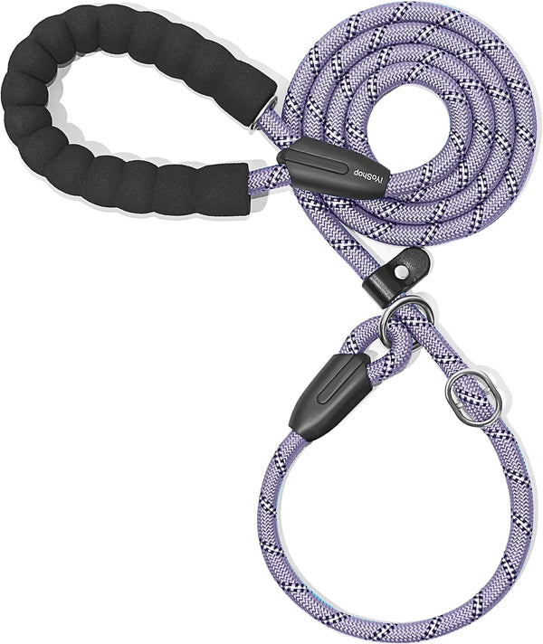 Durable Slip Lead Dog Leash, 1/2" X 4 FT, Lavender | Padded Handle, Reflective Threads, No Pull, Dog Training Leash