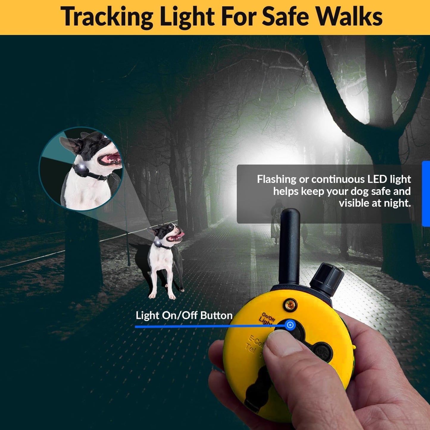 E-Collar ET-402 Dog Training Collar, 2 Dog System, Yellow | Humane with Remote, 100 Safe Tapping Stimulation Levels, Waterproof Rechargeable, 3/4 Mile Range