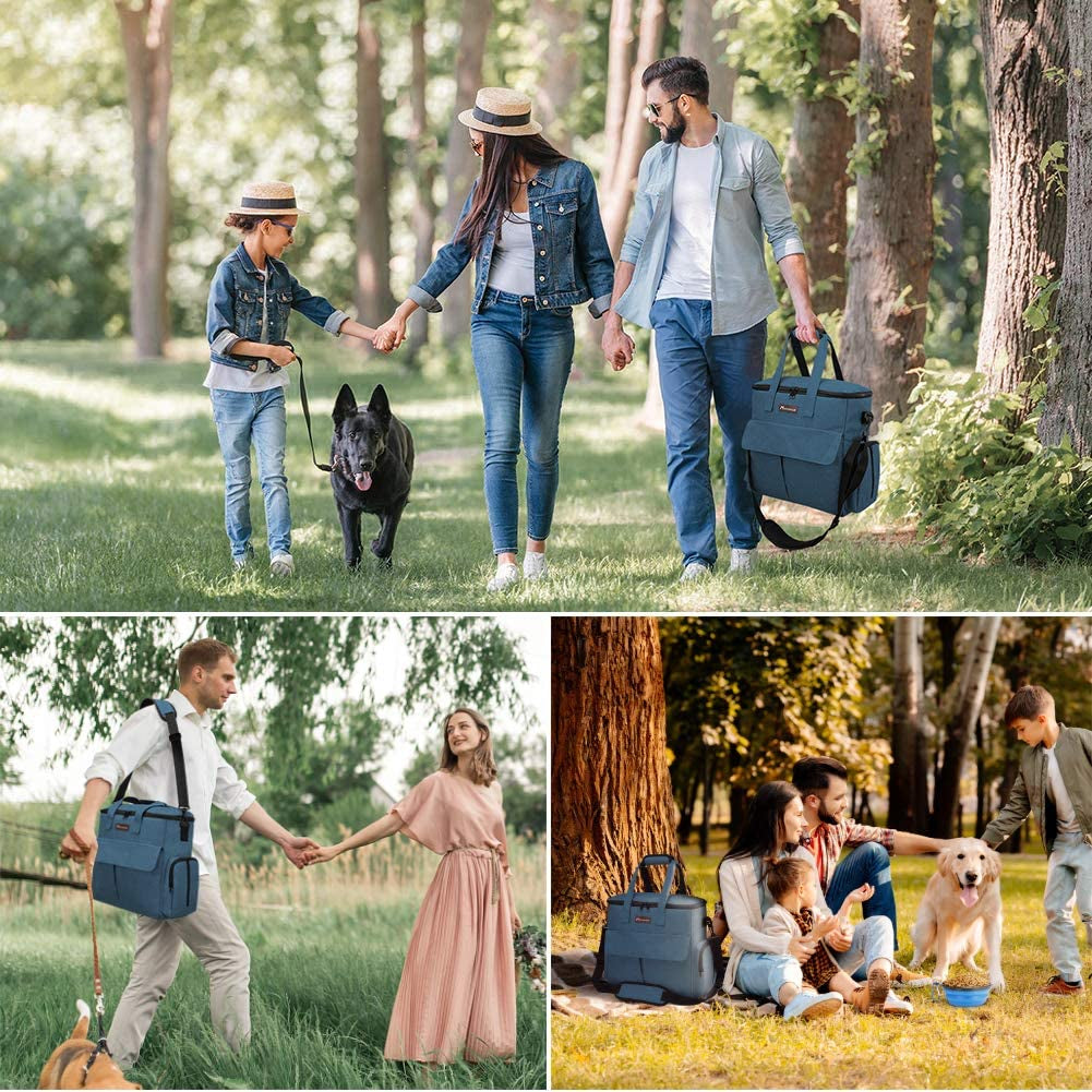 Weekend Dog Travel Bag Set with 2 Food Bags, 2 Bowls and Mat,Blue | Dog Travel Accessories Organizer for Camping and Road Trips with Roomy Storage, Multiple Pockets and Water-Resistant Oxford