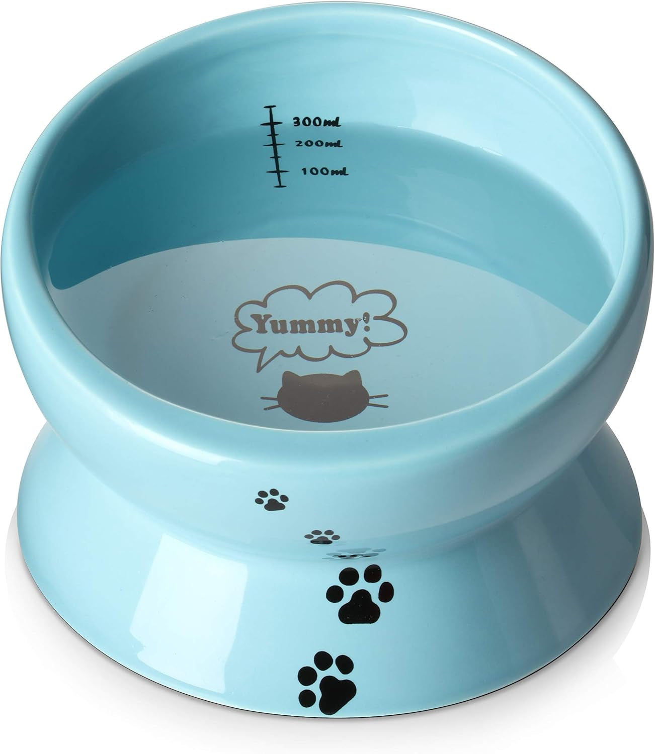 Ceramic 15-Ounce Slanted Cat Food and Water Bowl in Lake Blue