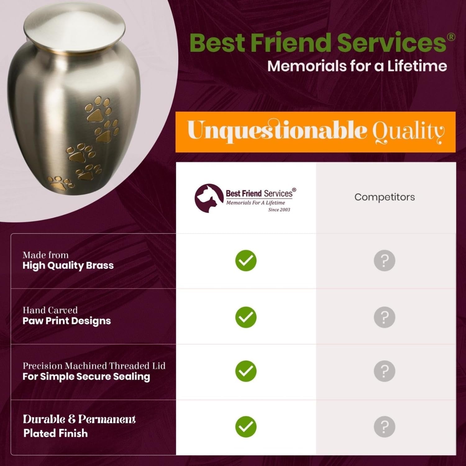 PawHeaven™ Legacy Memorial Pet Urn – Premium Pewter & Brass Keepsake for Dogs & Cats (Up to 170 lbs)