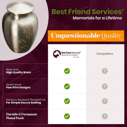 PawHeaven™ Legacy Memorial Pet Urn – Premium Pewter & Brass Keepsake for Dogs & Cats (Up to 170 lbs)