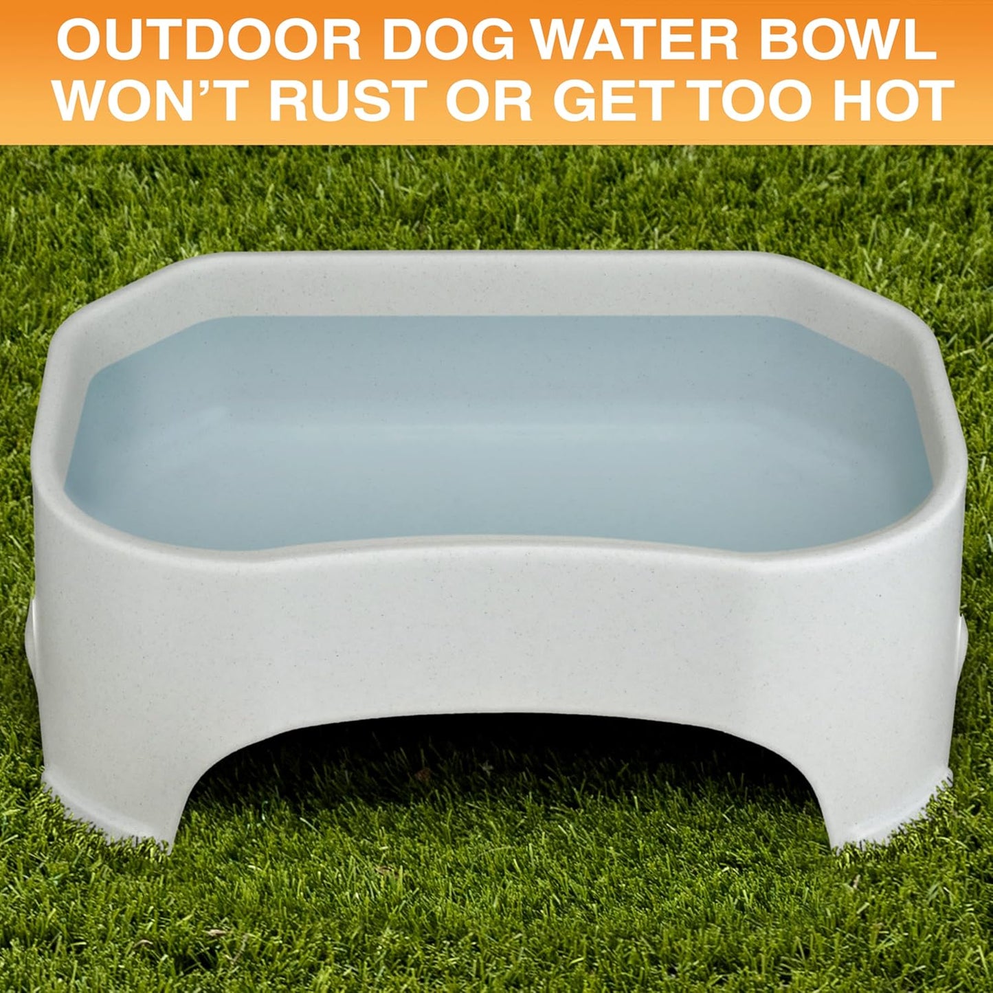 Extra Large Water Bowl for Dogs, Outdoor Dog Water Bowl (2.25 Gallon XL Capacity), Big Trough Style Food Dish for Indoors or Outside, No Spill Large Dog Bowls, Vanilla Bean