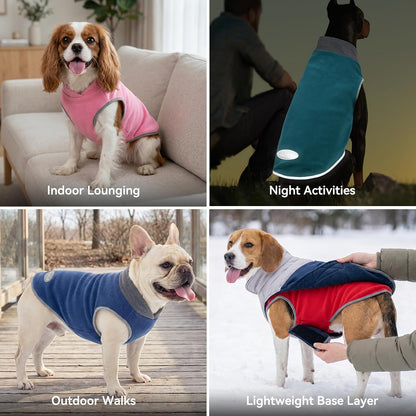 2 Pack Fleece Dog Sweater Pullover Vest with Reflective Stripe, XL | 4-Way Stretch, Lightweight Soft Fleece Sweatshirt, Reflective in Low Light, Easy on & Off, Wear Alone or Layered