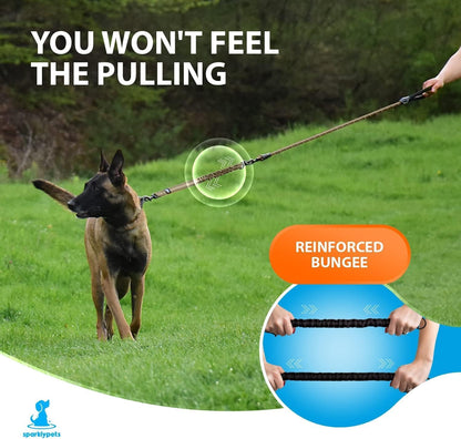 Heavy Duty Bungee Rope Leash for Large and Medium Dogs - No Pull, Shock Absorber Long Dog Training Lead - No Slip Reflective Line for outside (5.5 Ft Bungee Leash)