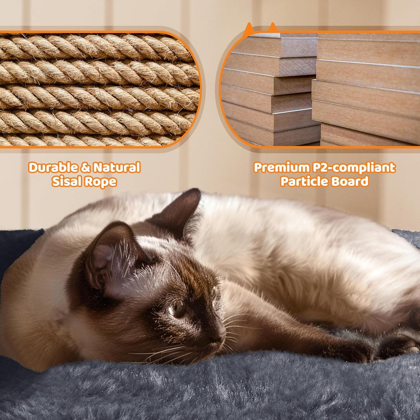 Yaheetech 69In Cat Tree Tower, 2 Condos, Scratching Posts & Cat-Ear Perches | Sturdy Anti-Wobble Base, Soft Basket, Climbing Ramp, Easy Assembly, Fits Large Indoor Cats & Multi-Pet Households, Dark Gray