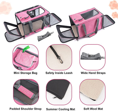 Pet Carrier for Large and Medium Cat, Soft-Sided Pet Crate for Puppy | Dog Foldable Car Traveling Kennel Bag with Privacy Protection, Big Kitten Carrying Cage Ventilated Home Outdoor Vet Transport