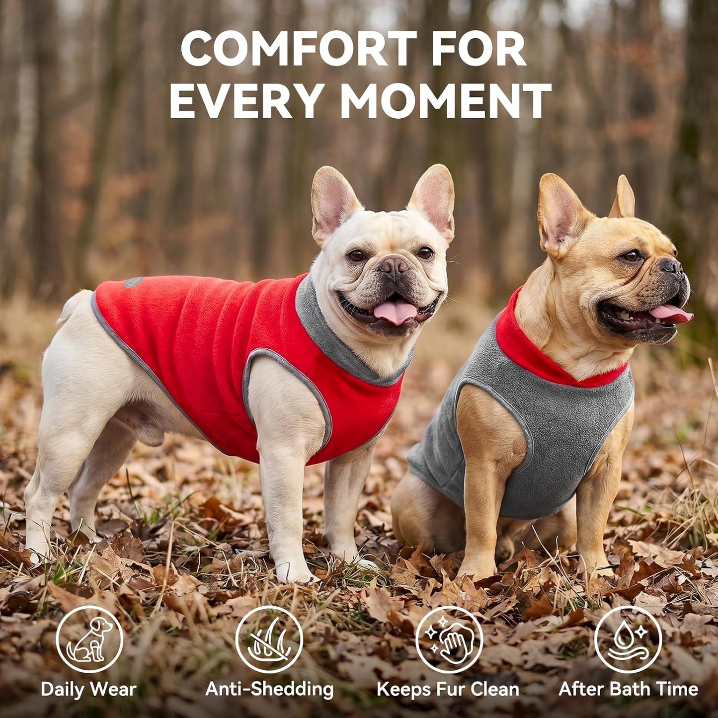 2 Pack Fleece Dog Sweater Pullover Vest with Reflective Stripe, XL | 4-Way Stretch, Lightweight Soft Fleece Sweatshirt, Reflective in Low Light, Easy on & Off, Wear Alone or Layered