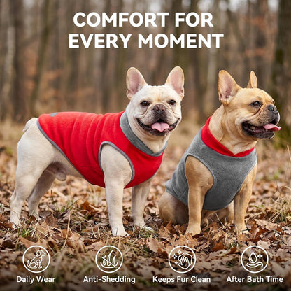 2 Pack Fleece Dog Sweater Pullover Vest with Reflective Stripe, XL | 4-Way Stretch, Lightweight Soft Fleece Sweatshirt, Reflective in Low Light, Easy on & Off, Wear Alone or Layered