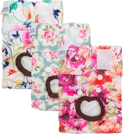 Dog Diapers Female Washable Small Medium Large 3 Pack Reusable Doggie Diapers Puppy Period Pants for Doggy Heat Cycle Peeing