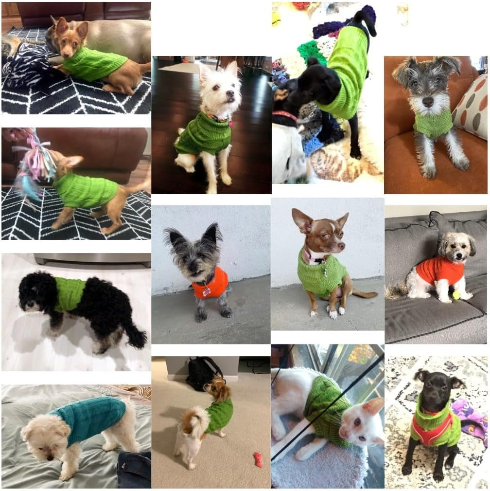 Knitted Small Dog Sweater, Turtleneck Pullover Warm Winter Puppy Clothes | Lightweight & Warm Knitted Winter Sweatshirt, Cold Weather Coat for Dog Girl & Boy, Cute Puppy Costume, Machine Washable