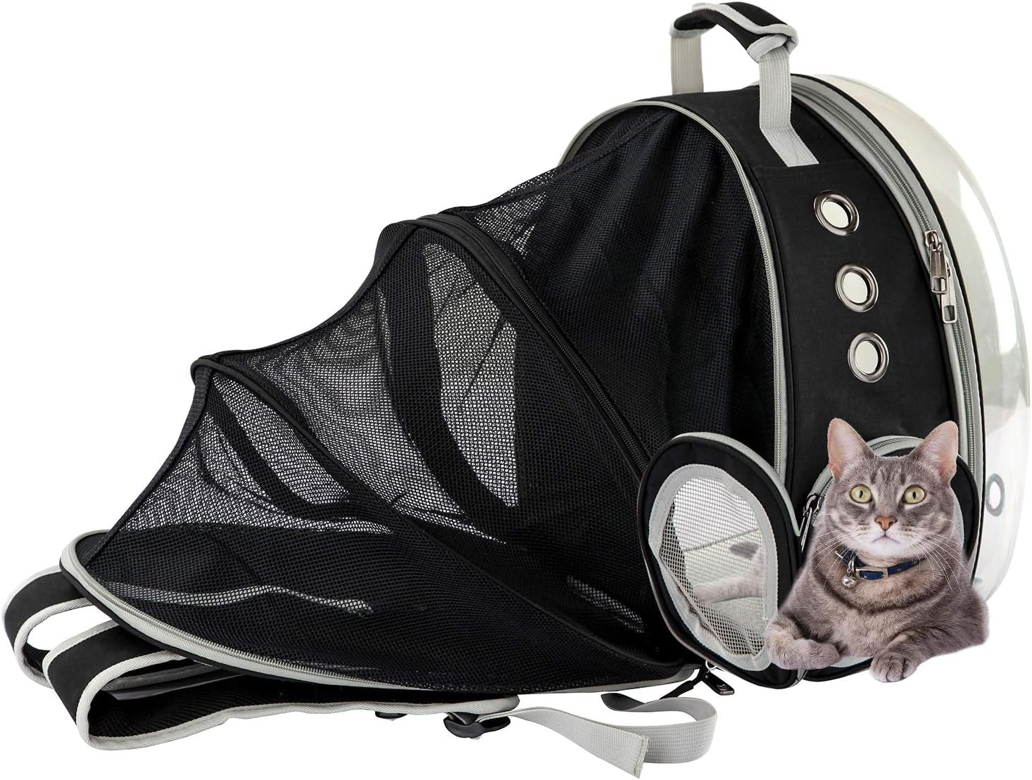 Black Cat Carrier Dog Carrier Backpack, Pet Carrier Back Pack Pack for Small Medium Cat Puppy Doggie, Dog Body Carrying Bag Travel Space Capsule for Travel, Hiking, Walking & Outdoor Use