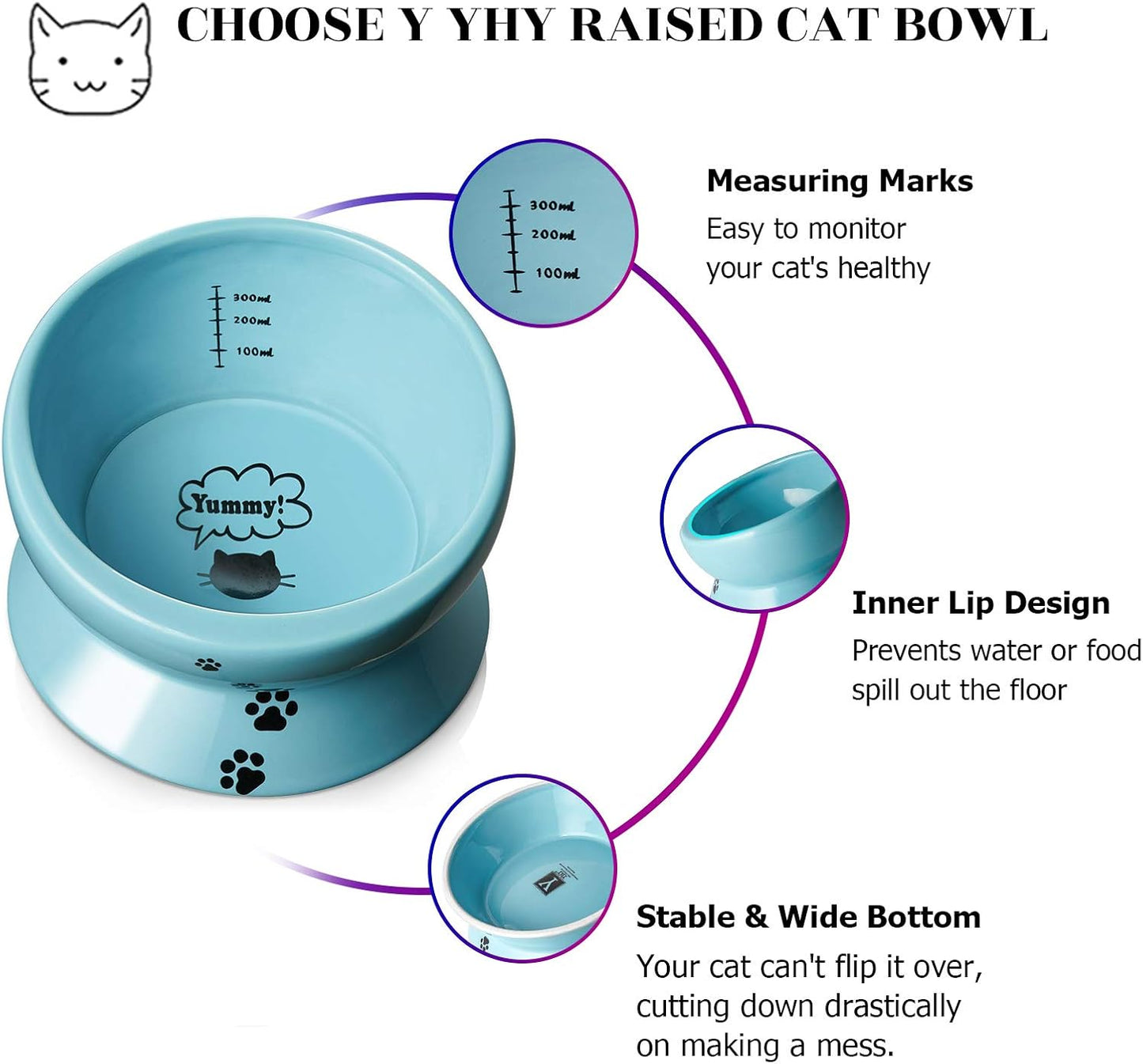 Ceramic 15-Ounce Slanted Cat Food and Water Bowl in Lake Blue