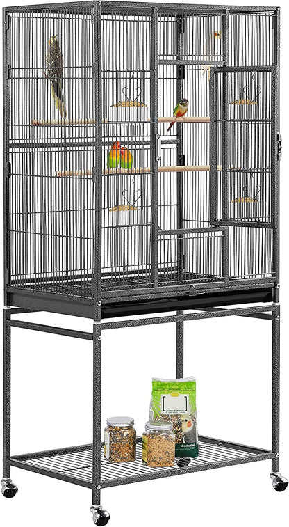 Yaheetech 54-Inch Wrought Iron Standing Large Parrot Parakeet Flight Bird Cage for Small Parrot Sun Parakeet Green Cheek Conure Lovebird Budgie Finch Canary Bird Cage with Stand