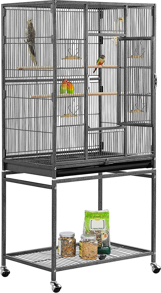 Yaheetech 54-Inch Wrought Iron Standing Large Parrot Parakeet Flight Bird Cage for Small Parrot Sun Parakeet Green Cheek Conure Lovebird Budgie Finch Canary Bird Cage with Stand