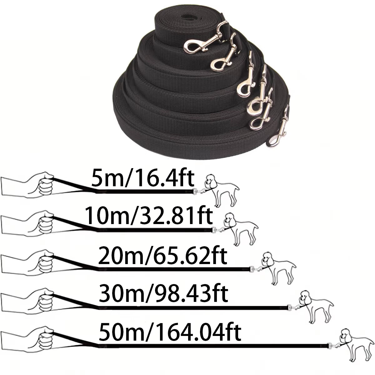 Pet Dog Training Leash Walking Belt Long Lanyard Dog Walking Protection Rope Suitable for Small and Large Dogs 1.5/3/5/6M Leash