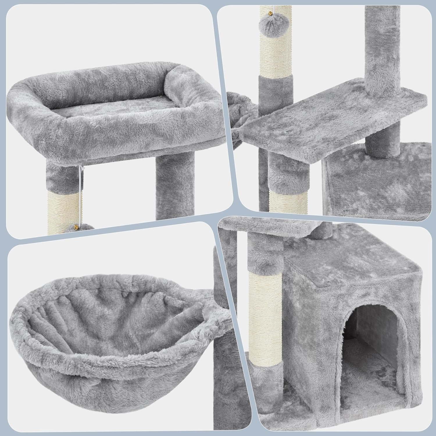34In Small Cat Tree W/Condo & Basket for Indoor Cats, Light Gray | Scratching Posts, Soft Plush Platform & Window Perch, for Kittens & Small-Medium Cats up to 11 Lb, Easy to Assemble