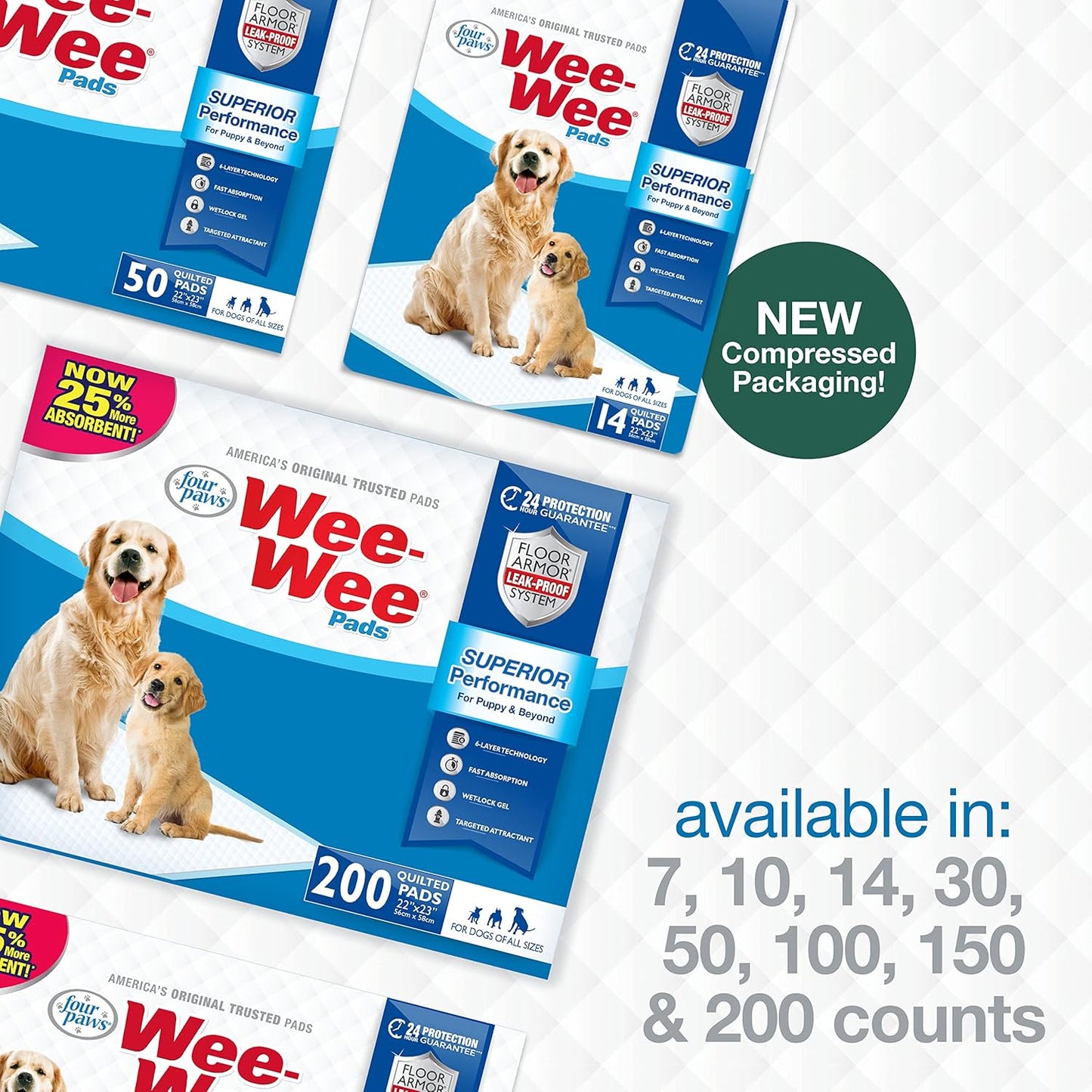 Wee-Wee Superior Performance Dog Pee Pads, 100 Count
