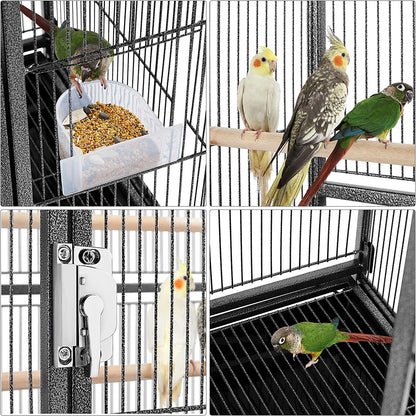 Yaheetech 54-Inch Wrought Iron Standing Large Parrot Parakeet Flight Bird Cage for Small Parrot Sun Parakeet Green Cheek Conure Lovebird Budgie Finch Canary Bird Cage with Stand