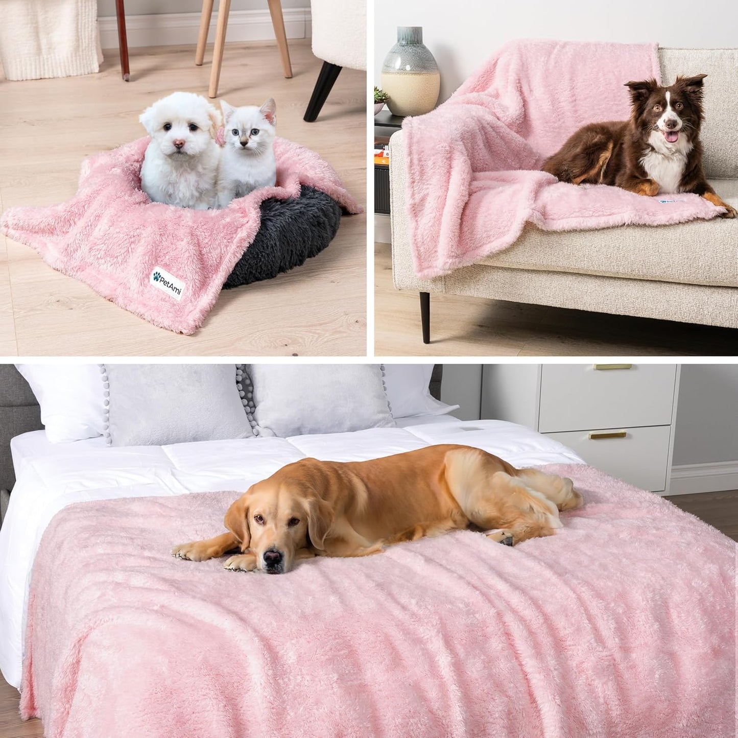 Fluffy Sherpa Waterproof Dog Blanket for Small Pet Cat, 24X32 Pink | Soft & Warm & Washable; Leafproof Couch Sofa Protector for Small Medium Large Pet; Pee Proof Cover for Crate Kennel Car Seat