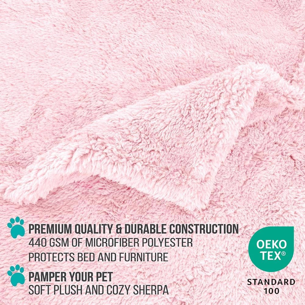 Fluffy Sherpa Waterproof Dog Blanket for Small Pet Cat, 24X32 Pink | Soft & Warm & Washable; Leafproof Couch Sofa Protector for Small Medium Large Pet; Pee Proof Cover for Crate Kennel Car Seat