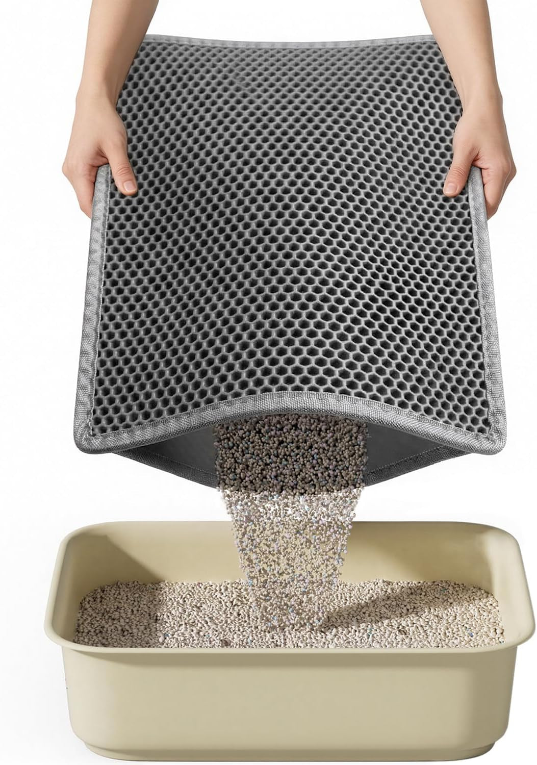 Cat Litter Mat,15"X24", Waterproof, Easy to Clean (Grey-1Pack) | Double-Layer Honeycomb for Effective Litter Trapping, Premium Durable EVA, Non-Slip, Paw-Friendly Soft Surface