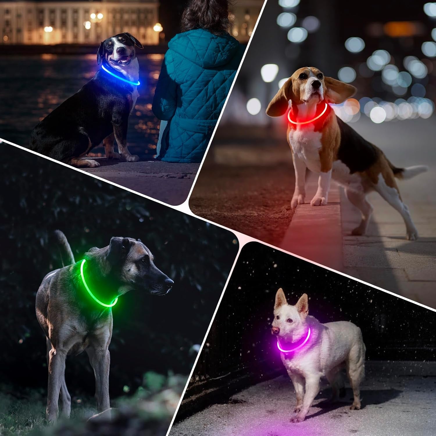 Light up Dog Collar, Type-C Rechargeable LED Dog Collar Waterproof Glowing Pet Collar TPU Cuttable Lighted Puppy Collar Safety Dog Lights for Night Walking (Pink 70Cm)