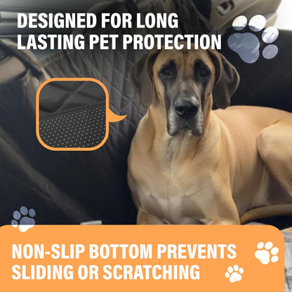 Dog Car Seat Cover for Back Seat, Waterproof Pet Protection Hammock, SUV Truck Car Backseat Protector with Safety Features, Black