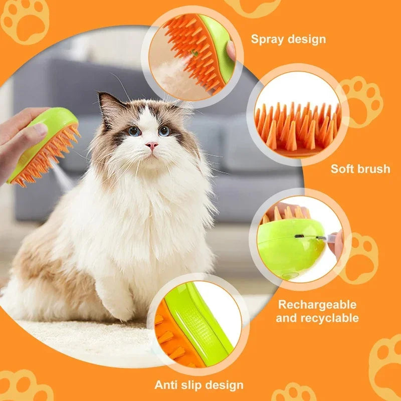 Steam Brush for Cats Soft Electric Water Jet Pet Comb Silicone Hair Remover Dog Brush Pet Grooming Supplies Products Home