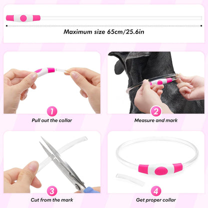 Light up Dog Collar, Type-C Rechargeable LED Dog Collar Waterproof Glowing Pet Collar TPU Cuttable Lighted Puppy Collar Safety Dog Lights for Night Walking (Pink 70Cm)
