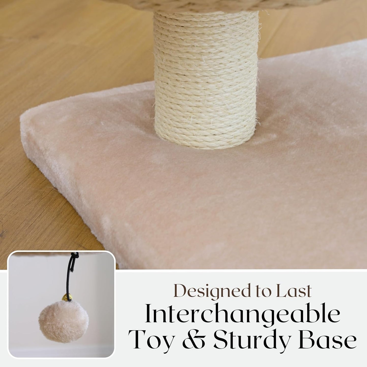 Modern Handwoven Cat Tree with 2 Cat Beds & Sisal Scratching Posts | Handcraft Paper Rope Baskets Bed and Perch, Removeable and Washable Cushion, Replaceable Post, a Pum-Pum Toy, Beige