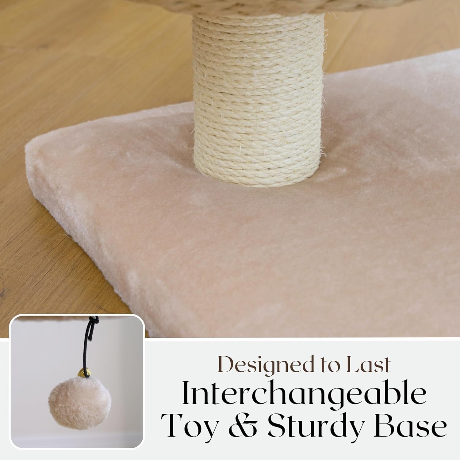 Modern Handwoven Cat Tree with 2 Cat Beds & Sisal Scratching Posts | Handcraft Paper Rope Baskets Bed and Perch, Removeable and Washable Cushion, Replaceable Post, a Pum-Pum Toy, Beige