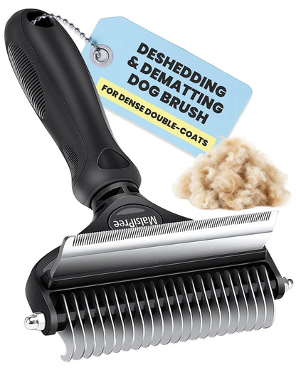 Dog Brush - Large Black, 2-In-1 Undercoat & Dematting Rake | 2-In-1 Undercoat Rake & Dematting Brush - Deshedding Tool - Use for Medium to Large Double-Coated Dogs & Cats