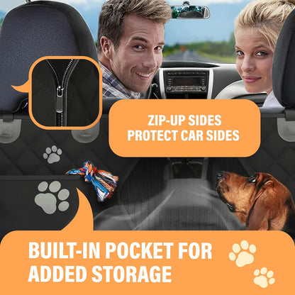 Dog Car Seat Cover for Back Seat, Waterproof Pet Protection Hammock, SUV Truck Car Backseat Protector with Safety Features, Black