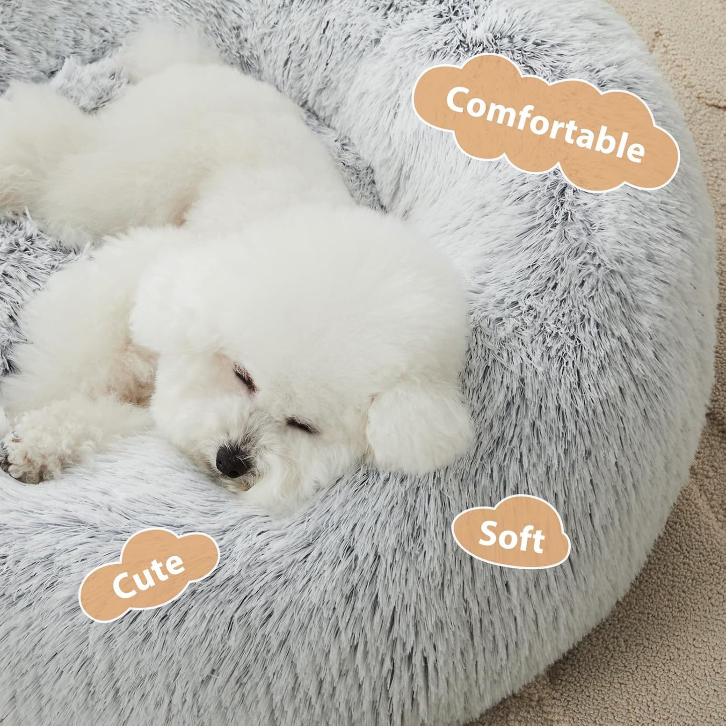 PawHeaven™ CozyCloud Calming Pet Bed – Ultra Soft Donut Cuddler Bed for Dogs & Cats