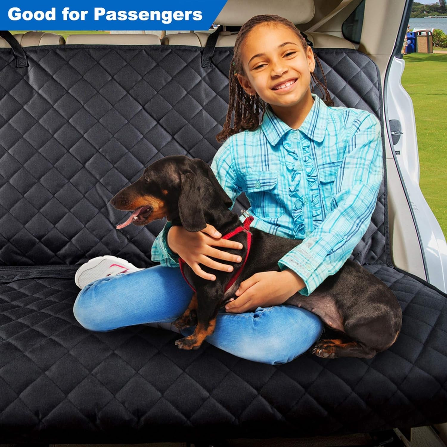 Bench Car Seat Cover Protector, Waterproof Heavy-Duty, Black | Nonslip Dog Back Seat Cover Protect from Mud, Spills, Scratches, Machine Washable, Universal Fit for Vehicles, Trucks&Suvs
