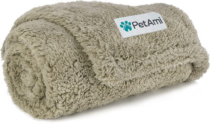 Fluffy Sherpa Waterproof Dog Blanket for Small Pet Cat, 24X32 Taupe | Soft & Warm & Washable; Leafproof Couch Sofa Protector for Small Medium Large Pet; Pee Proof Cover for Crate Kennel Car Seat