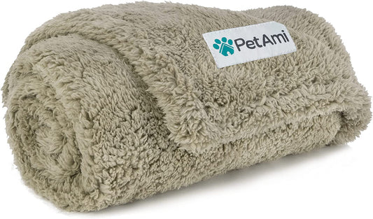 Fluffy Sherpa Waterproof Dog Blanket for Small Pet Cat, 24X32 Taupe | Soft & Warm & Washable; Leafproof Couch Sofa Protector for Small Medium Large Pet; Pee Proof Cover for Crate Kennel Car Seat