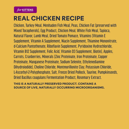 Original Kitten Dry Food, Raw Coated, Real Chicken, 4.5 Lb. Bag | Raw-Coated Kibble with Cage-Free Chicken, High Animal Protein, DHA, Probiotics, and Omegas to Support Growing Kittens