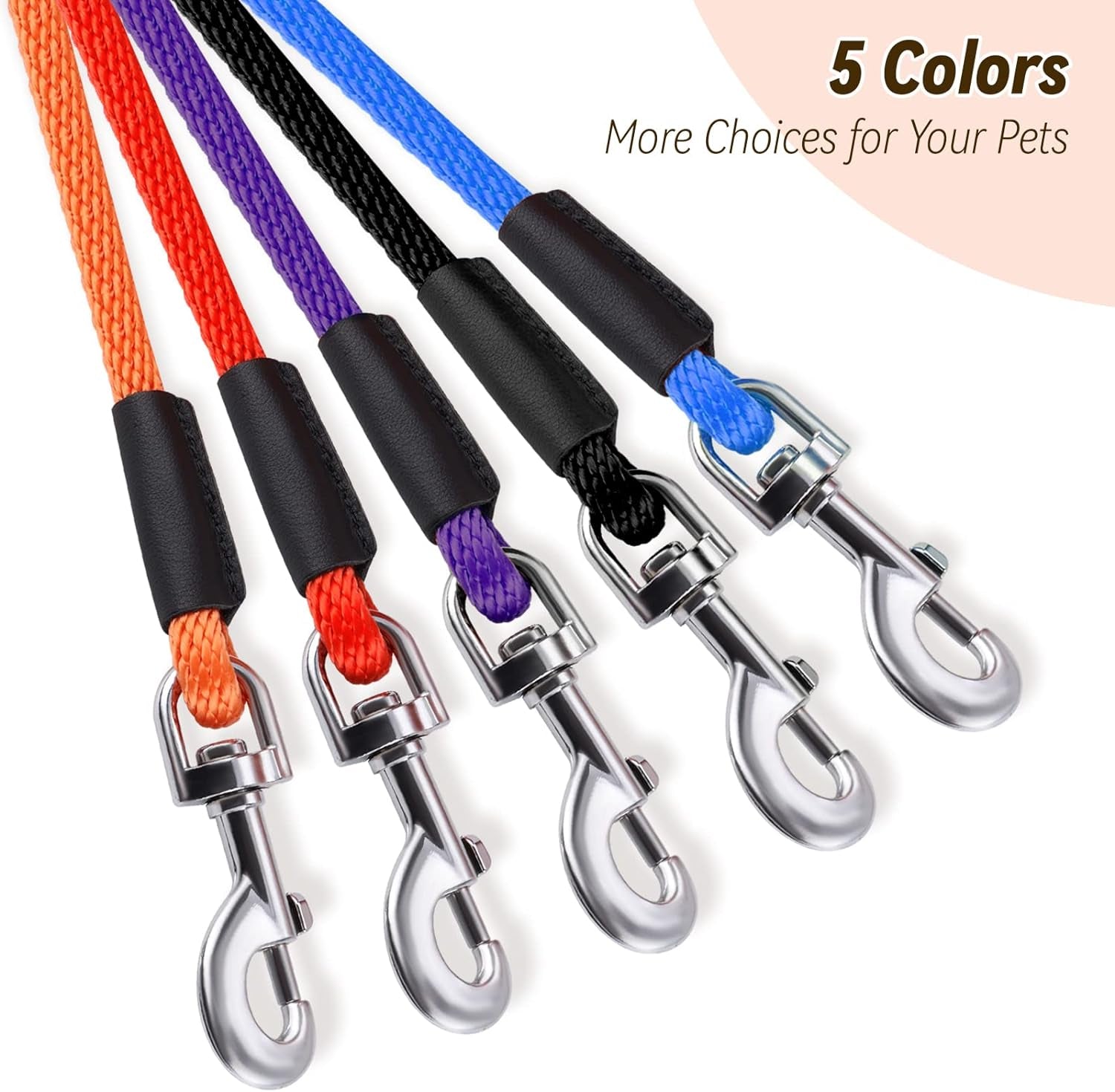 Check Cord Dog Leash Long Lead 15Ft 30Ft 50Ft | Training Tracking Line Comfortable Handle Heavy Duty Puppy Rope for Small Medium Large Dog Puppy