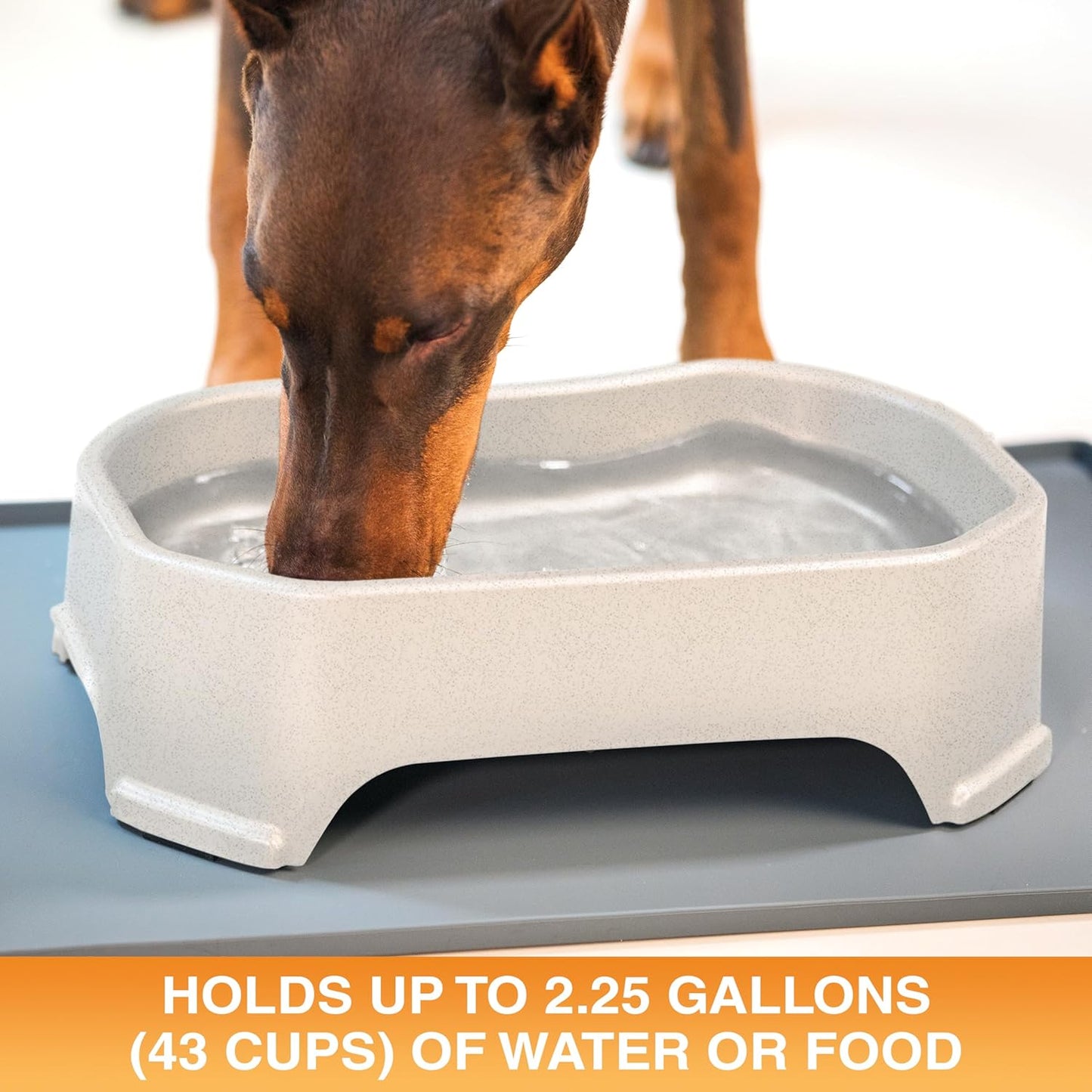 Extra Large Water Bowl for Dogs, Outdoor Dog Water Bowl (2.25 Gallon XL Capacity), Big Trough Style Food Dish for Indoors or Outside, No Spill Large Dog Bowls, Vanilla Bean