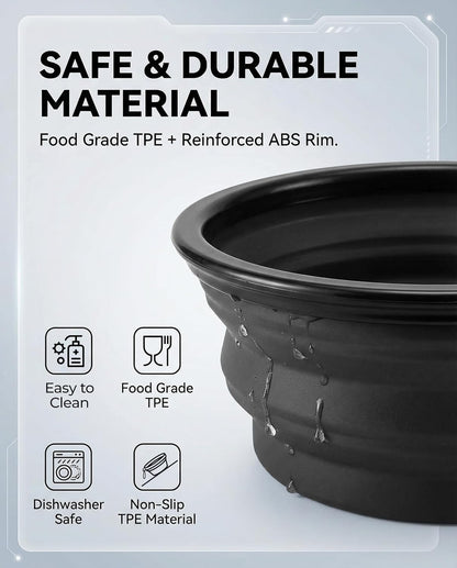 Collapsible Dog Bowls for Travel, 2-Pack Dog Portable Water Bowl for Dogs Cats Pet Foldable Feeding Watering Dish for Traveling Camping with Carabiners, BPA Free (Black+Grey, Medium)