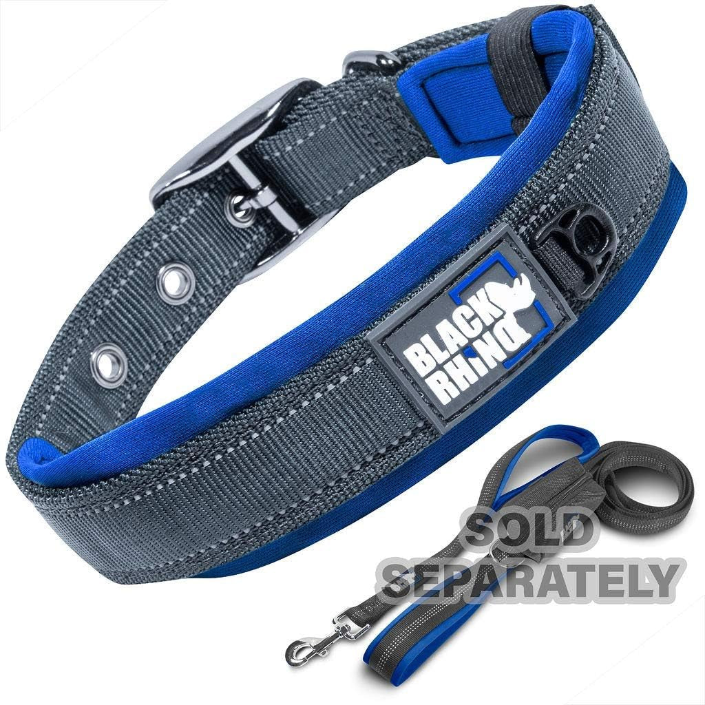 Dog Collars for Medium Dogs - Adjustable Reflective Heavy Duty Dog Collar with Ultra-Soft Neoprene Padding - Weatherproof, Durable, and Comfortable - Ideal for Active Dogs - Blue and Gray