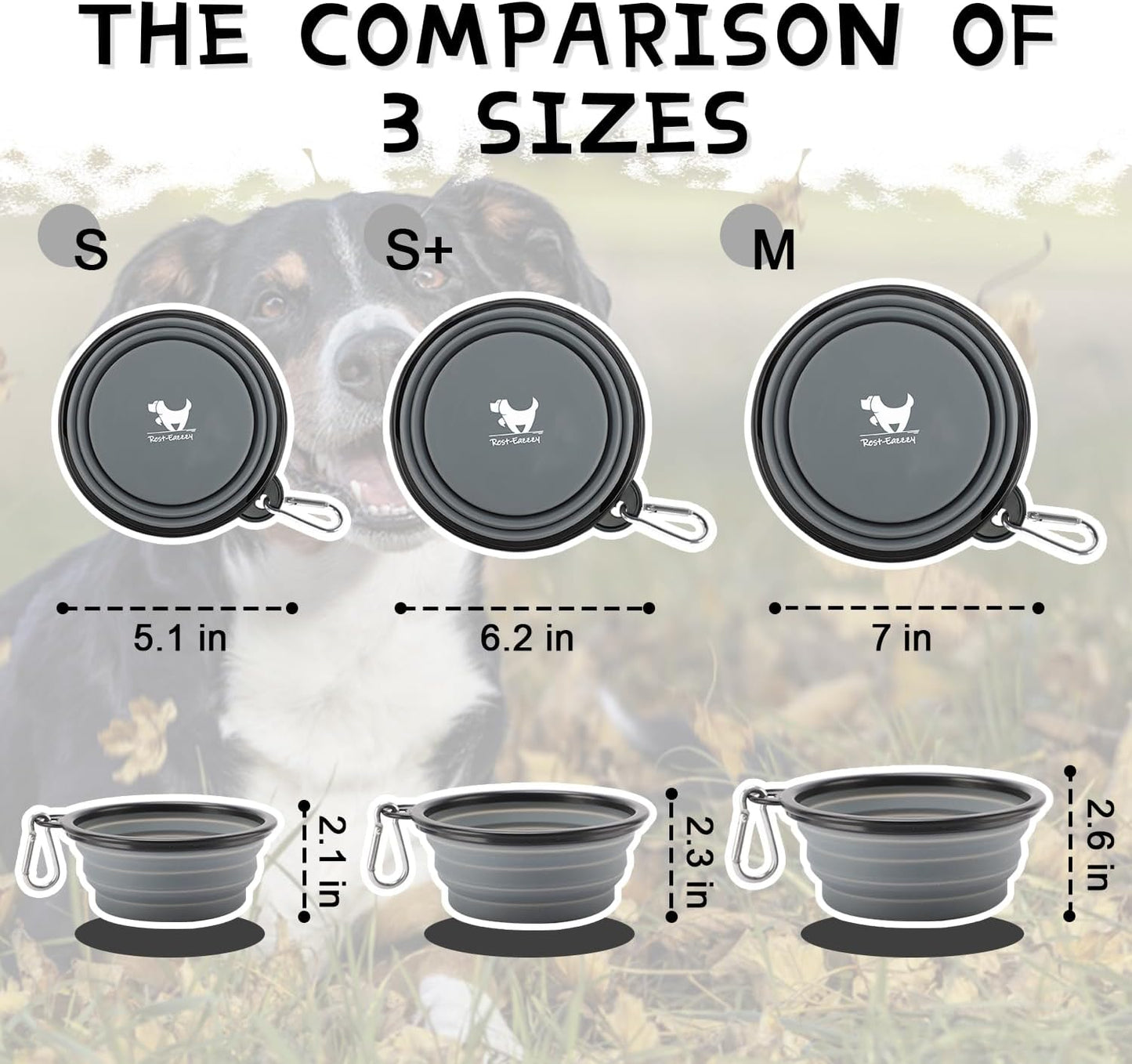 Collapsible Dog Bowls for Travel, 2-Pack Dog Portable Water Bowl for Dogs Cats Pet Foldable Feeding Watering Dish for Traveling Camping with Carabiners, BPA Free (Grey&Pink, Small (Pack of 2))