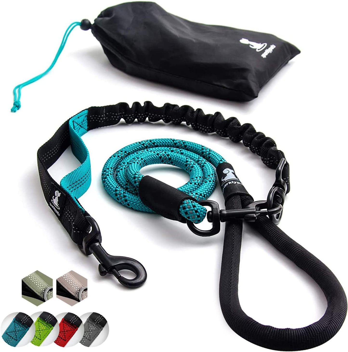 Heavy Duty Bungee Rope Leash for Large and Medium Dogs - No Pull, Shock Absorber Long Dog Training Lead - No Slip Reflective Line for outside (5.5 Ft Bungee Leash)