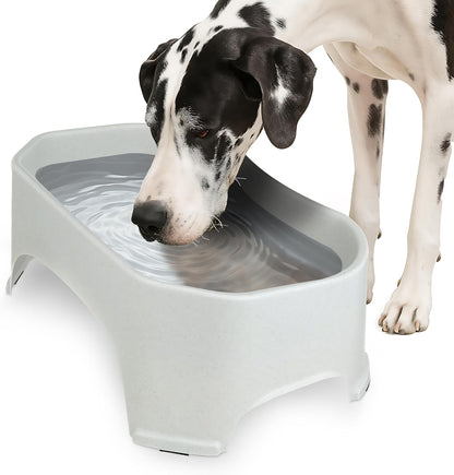Extra Large Water Bowl for Dogs, Outdoor Dog Water Bowl (2.25 Gallon XL Capacity), Big Trough Style Food Dish for Indoors or Outside, No Spill Large Dog Bowls, Vanilla Bean