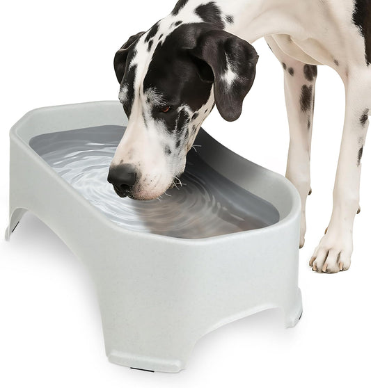 Extra Large Water Bowl for Dogs, Outdoor Dog Water Bowl (2.25 Gallon XL Capacity), Big Trough Style Food Dish for Indoors or Outside, No Spill Large Dog Bowls, Vanilla Bean