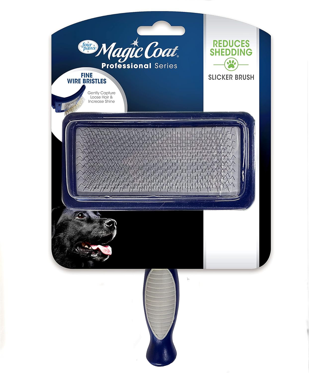 Magic Coat Professional Series Grooming Brush for Dogs & Cats, Reduces Shedding, Stimulates Coat'S Natural Oils, Ergonomic Design, Ideal for Medium, Long, Curly, and Wiry Coats | Reduces Shedding, Fine Wire Bristle Dog Brush, Captures Loose Hair & Increases Shine, Medium, Long, Curly, and Wiry Coats