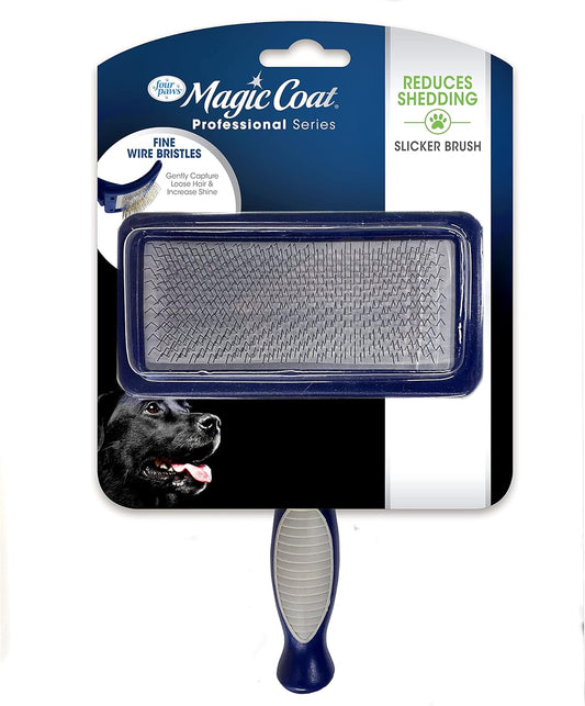 Magic Coat Professional Series Grooming Brush for Dogs & Cats, Reduces Shedding, Stimulates Coat'S Natural Oils, Ergonomic Design, Ideal for Medium, Long, Curly, and Wiry Coats | Reduces Shedding, Fine Wire Bristle Dog Brush, Captures Loose Hair & Increases Shine, Medium, Long, Curly, and Wiry Coats